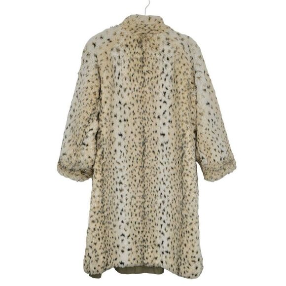 Vintage 70's Reversible Vegan Faux Fur Raincoat M Snow Leopard Animal Pockets - Picture 6 of 16